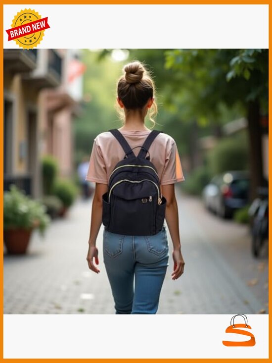 Compact Mini Backpack Purse for Women, Chic Daypack with Gold Hardware, main image 5